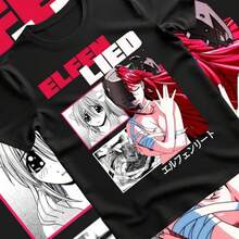 Unisex Elfen Lied Lucy Anime T-Shirt, Nyu, Kaede Manga Waifu Shirt Tshirt Horror Anime, Birthday Gift, Personalized Gift, Gift T-Shirt. - Negro - Ver 8