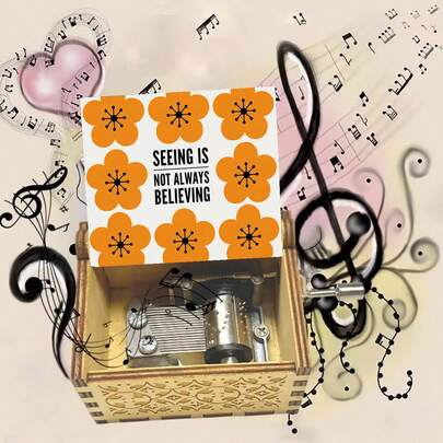 "Seeing Is Not Always Believing" Hand Crank Wooden Music Box - Plays "You Are My Sunshine", No Battery Needed, Perfect Inspirational Gift For Friends & Home Decor