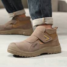 GUYISA Shoes, Anti-Smash, Anti-Puncture, Wear-Resistant, Suede Leather, Anti-Spark, Heat-Insulating, Welding Series Mid-Top Protective Shoes. EU Standard Steel Toe Cap Protection, Slightly Heavy But Extremely! (Shoe Size Is In CN Size, Please Note International Conversion! If Shoe Size Runs Large, Please Select One Size Smaller) (The Sole Is A Solid Injection Molded One-Piece, The Small Holes Are Due To The Material Itself, Not A Quality Issue) - Brown - View 7