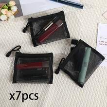 Colorful Transparent Mesh Bag, Mini Makeup Zipper Drawstring Pouch, Portable Stationery Bag, Cosmetic Storage Bag Coin Purse - Multicolor - View 8