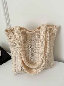 新款草编手提包，可单肩斜挎，可作手拿包或腋下包，也可作背包，适合日常通勤、学生、休闲旅行，轻便时尚，设计优雅别致。 - 彩色 - 查看 4