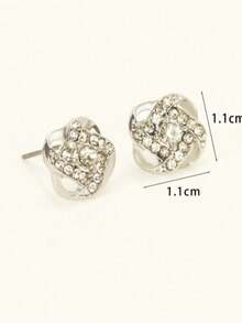 1 par de pendientes pequeños retro casuales y elegantes, estilo coreano/japonés, estética de nicho - Plateado - Ver 5