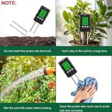 6-In-1 Professional Soil Tester, Equipped With Digital Display Screen, Can Measure Parameters Such As Temperature, Light Intensity, PH Value, Humidity, Etc., With Adjustable Probe Height And Battery Power Supply, Suitable For Gardens, Lawns, Farms And Indoor/Outdoor Plants (Without Batteries). - Green - View 6
