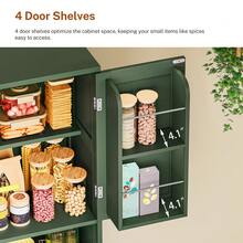 Kitchen Pantry Cabinet With Adjustable Shelf, Tall Storage Cabinet With 2 Drawers & 4 Door Shelves, Food Pantry Cabinets, For Kitchen, Dining Room, Living Room, Green - 綠色 - 查看 4