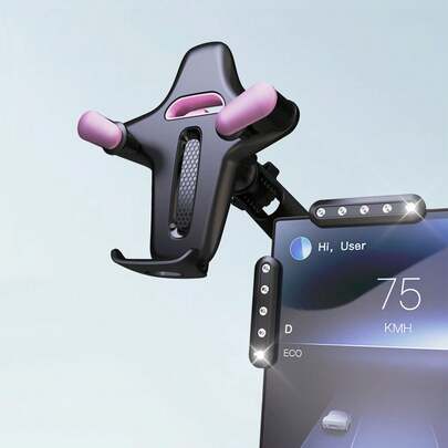 适用于新能源汽车中控屏幕的重力自动夹持式镶钻手机支架，适配矩形边缘的中控台/电脑屏幕/桌面角落