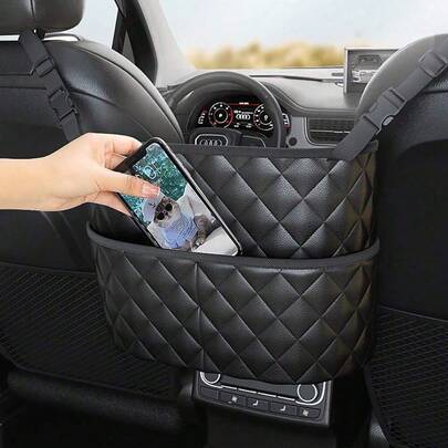 1 pieza Bolsa de red de almacenamiento para la brecha del asiento central del coche, organizador de asiento trasero, accesorios interiores del coche
