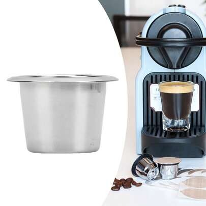 Capsula di caffè riutilizzabile in acciaio inossidabile con 100 coperchi in alluminio - Capsula e filtro di caffè ricaricabili per macchine da caffè, servizio caffè, accessori per il caffè