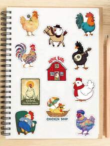 50pcs Cartoon Chicken Doodle Stickers Cartoon Animal Stickers Skateboard Phone Case Luggage Stickers - A - View 4