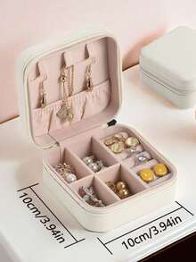 Hộp đựng trang sức du lịch kẻ sọc mới, hộp đựng trang sức bằng da PU dung tích lớn, hộp đựng trang sức nữ, hộp du lịch mini hai lớp di động, có thể đựng bông tai, nhẫn, dây chuyền và vòng tay, cũng thích hợp để đựng phụ kiện tóc của bé gái, món quà lý tưởng cho phù dâu, Giáng sinh, Ngày của Mẹ, tựu trường, trang trí phòng. - Nhiều màu - Xem 17