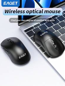 EAGET 无线光电鼠标，可充电，2.4G 和蓝牙 5.2 双模无线鼠标，3 档可调，1600 DPI，静音点击，6 键人体工学鼠标，适用于 PC/笔记本电脑 - 查看 2