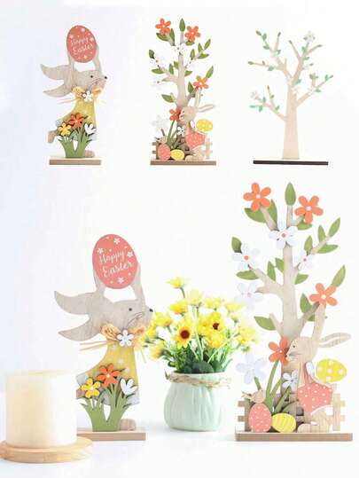 复活节兔子彩蛋装饰品、餐桌装饰品、乡村风复活节装饰品、适用于复活节装饰、节日农舍派对中心摆件、节日工艺装饰品、春季装饰品、婚礼装饰品