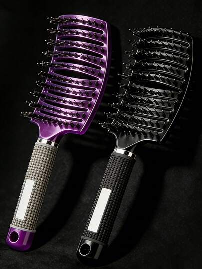 专业弧形美发梳，采用猪鬃和尼龙梳齿，造型工具，可快速吹干头发，按摩头皮，增加发根蓬松度，适用于干湿两用头发，是卷发和女性的理想之选。