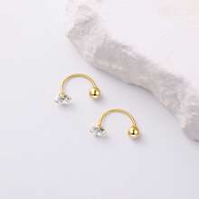 1件/3件/5件装不锈钢C形锆石耳钉，金色螺丝耳夹耳环，适合女性日常、派对、酒吧装扮、情人节礼物 - 金色 - 查看 8