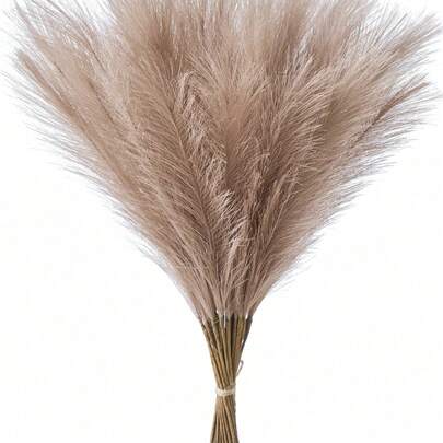 10/20/50pcs Brown Artificial Cattail Reeds, Fake Bulrush, Tall And Fluffy, Artificial Flowers, Decorative Pampas Grass, Suitable For Wedding Party Decor, Home Living Room Bedroom Decor, Vase Filler, DIY Photography Props, Autumn Decoration