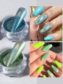 Holographic Nail Powder 1G/Pcs Iridescent Unicorn Nail Art Pigment 10Pcs/Set - Multicolor - View 6