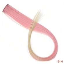 1pc Heat-Resistant Synthetic Long Straight Hair Extension Clip-In, Y2K Style Highlighted Side-Swept Bangs Hair Piece - Multicolor - View 27