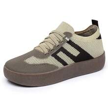 Women's Flat Shoes, Available In Plus Sizes, Featuring A Thick Sole And Lace-Up Design. The Lightweight, Breathable Mesh Upper Is Slip-Resistant And Shock-Absorbing, Easy To Clean, And Has A Casual Style Suitable For Everyday Wear, Running, Fitness, Travel, And Shopping. Also Suitable As Women's Tennis Shoes, Women's Athletic Shoes, And As A Women's Day And Mother's Day Gift. - 白色 - 查看 5