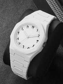 Montre à quartz décontractée avec collier pendentif, bracelet et bague, convient aux étudiants, à la rentrée scolaire, aux fêtes et aux voyages, à la tenue quotidienne, à l'anniversaire, à la remise des diplômes, cadeau de Noël pour les adolescents. Boîtier en plastique, sans boîte incluse. - Blanc - Voir 4
