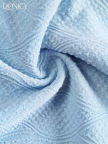 DONICY Women's Light Blue Textured Midi Dress, Sexy Square Neck Criss-Cross Back Dress, Chic Fitted Summer Dress - Baby Blue - View 8