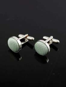 ZLQ&GOU 3pcs Minimalist Sage Green Men's Necktie + Tie Clip + Cufflinks Set, Polyester Micro-Plaid Slim Tie Suitable For Graduation, Prom, Wedding, Party, Daily Accessories, Gift - Mint Green - View 4