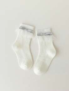 1/5双 3D立体花朵荷叶边公主女婴袜子 - 彩色 - 查看 2