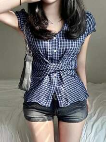 Women Tops - Blue - View 1