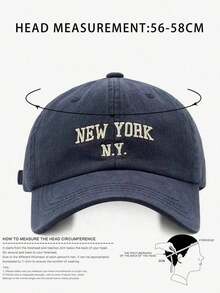 1pc Unisex Soft-Top Duck Billed Baseball Cap, Versatile All Season Casual Hat Suitable For Daily Wear - 海軍藍 - 查看 1