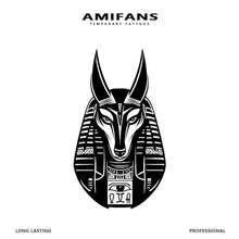 AMIFANS 临时纹身贴纸，阿努比斯埃及守护神，可持续1-2周，半永久纹身，果汁纹身，逼真纹身，浪漫纹身，仿真纹身，防水，外观逼真，小众设计纹身，水果纹身，植物纹身 - 黑色 - 查看 5