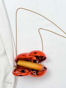 迷你时尚百搭亮面亚克力心形手提包，女士单肩斜挎包 - 紅色 - 查看 6