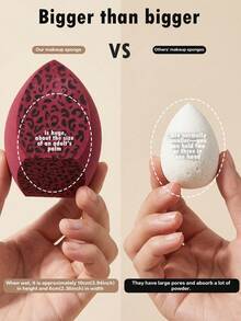 Large Leopard Red Makeup Blender Sponges 4/8Pcs Latex-Free Water Expanding For Face Makeup Foundation Concealer Blush Contouring - Multicolor - View 8