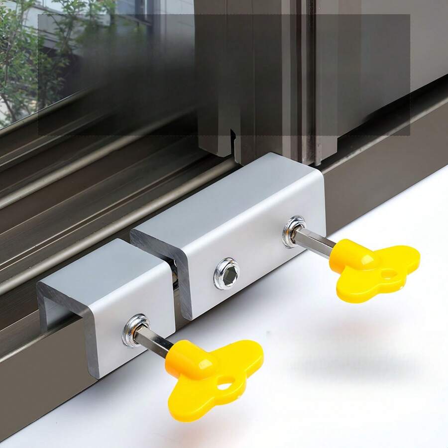 5pcs Adjustable Safety Window Locks, Aluminum Alloy Window Blockers With Keys, Suitable For Horizontal Sliding Windows