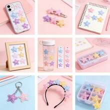 100 Stück Glitzer Stern Applikationen, 5 Farben glänzende Stern Patches für Basteleien, DIY Haarspangen, Stirnbänder, Wasserflaschen, Handyhüllen, Scrapbooking & Geschenkverpackung - selbstklebend & zum Aufnähen als Verzierung für Y2K Ästhetik Dekoration - Fünfzackiger Stern - Übersicht 10