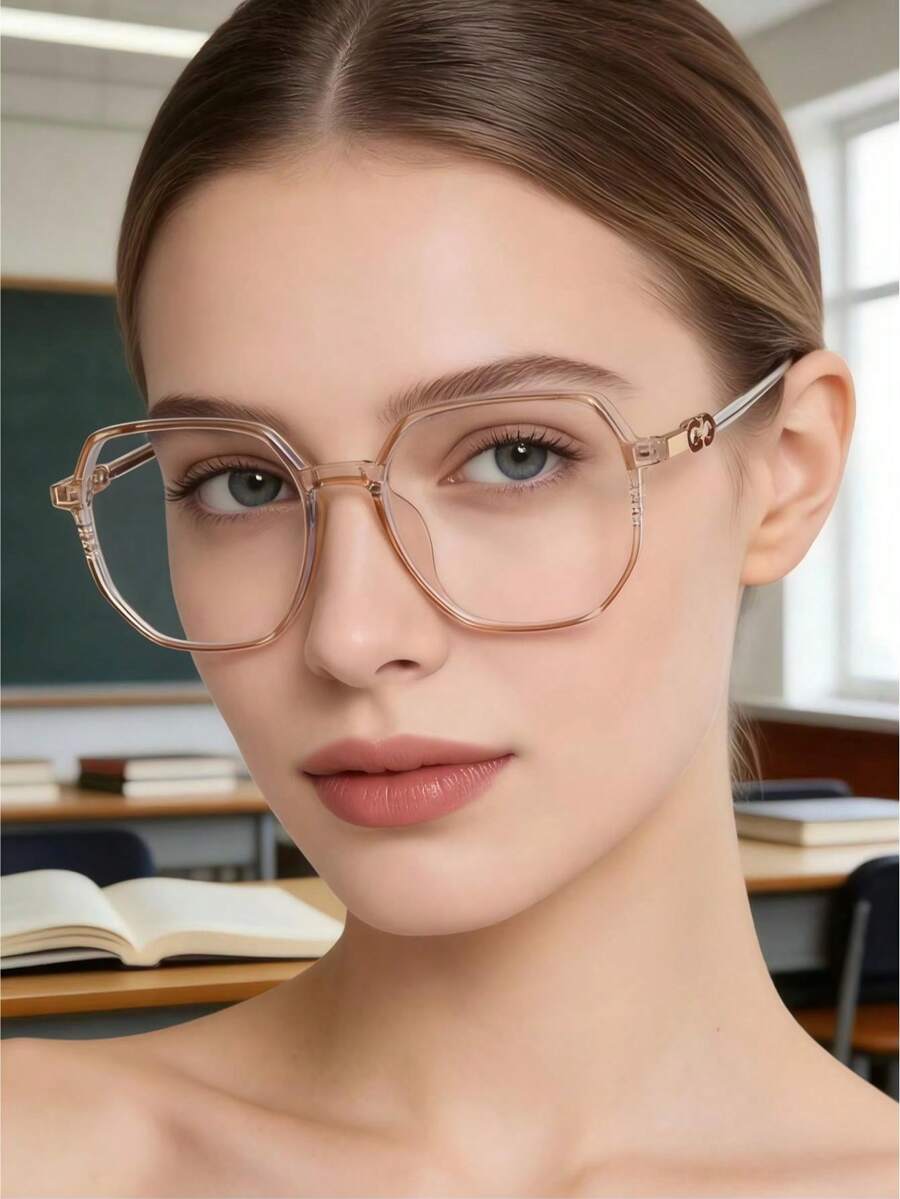 1pc Women's Round Minimalist Versatile Lightweight Eyeglasses - Clear - View 1
