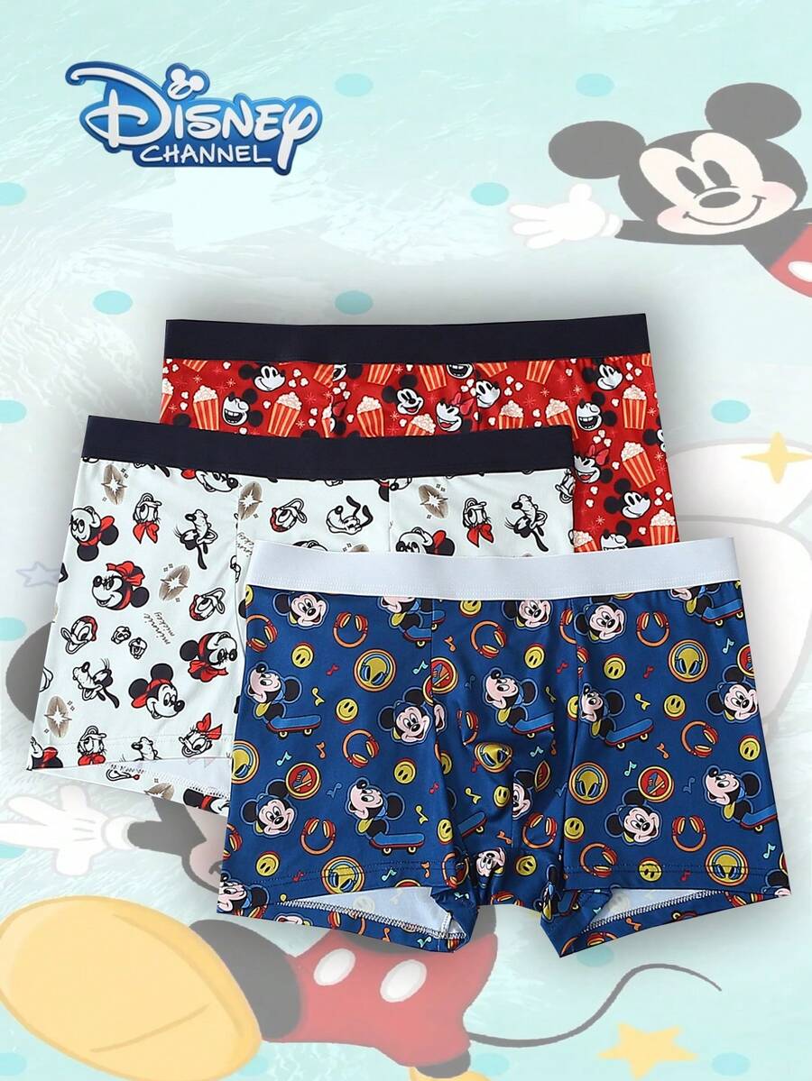 Disney 3PCS , Cartoon Graffiti Print Men's Lingerie, Elasticated Waistband Men's Boxer Briefs - Multicolor - View 1