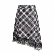 Women Satin Lace Trim Midi Skirt Polka Dot Print High Waist Long A-Line Skirts Vintage Silk Going Out Dress Y2k Streetwear Party Clubwear - 棕色 - 查看 10
