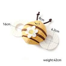 Velvet Baby Rattle Bee Toy, Multi-Functional Rattle, Silicone Teether, Distracts Baby's Attention, Reversible Mirror, Educational Toy, Baby's First Rattle, Helps Free Mom's Hands - Multicolor - View 4