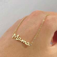 1pc Stainless Steel "Mama" Letter Pendant Necklace, Suitable Gift For Mother's Day - Silver - View 3