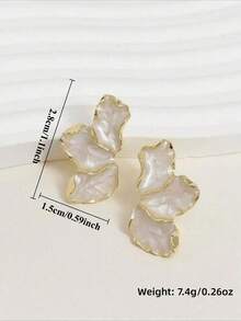 1 Pair Of Fashionable Statement Irregular Drop Glazed Metal Petal Earrings For Women's Elegant Maple Leaf Flower Personalized Leisure Vacation Party Earrings - Earrings - View 7