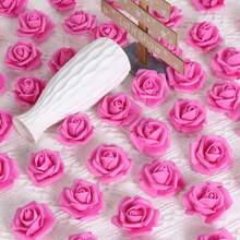 20 st konstgjorda rosblommor, naturtrogna skumrosor för gör-det-själv-bröllop, babyshower, festbord, heminredning, vårdekoration, alla hjärtans dag-present - Skrikrosa - Visa 2