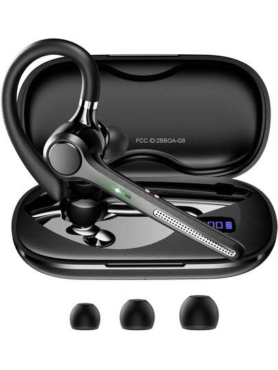 G8 ENC 无线降噪耳机，配备双麦克风，适用于电脑、手机、卡车司机和家庭办公，内置锂聚合物电池，续航持久，Type-C 接口，配备无线充电盒，情人节/新年/圣诞节礼物之选。