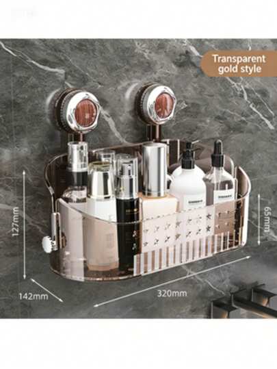 Suction Cup Bathroom Shelf, Wallmount Storage Rack Without Drilling, Suitable For Toilet, Vanity And Various Small Items