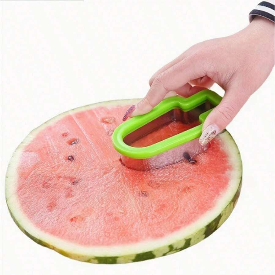 Stainless Steel Watermelon Slicer & Popsicle Mold, Easy Manual Fruit Cutter With Green Handle, No Power Needed, Perfect For Summer Snacks & Parties, Food- Design, Party Snack Prep, Easyclean Material, 1 Pc