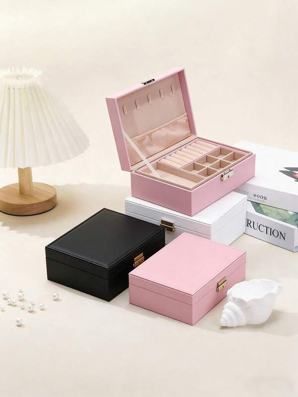 1 hộp đựng trang sức bằng da kiểu cổ điển thanh lịch, có khóa, hộp đựng để bàn hai lớp, phù hợp với phụ kiện nữ, lớp lót nhung mềm mại, đa chức năng đựng bông tai, vòng tay, nhẫn, dây chuyền, món quà lý tưởng cho Ngày Valentine, Giáng sinh, Sinh nhật, có thể dùng làm hộp đựng trang sức, hộp đựng trang sức tại nhà, hộp đựng trang sức du lịch, hộp đựng bông tai mini tinh tế, túi đựng trang sức có khóa kéo khi đi du lịch.
