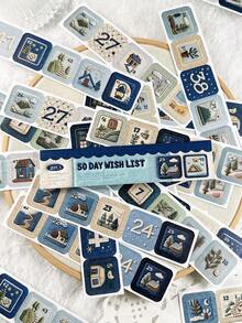 1 Book Of 20 Sheets Faux Embroidered Date Stickers, Pre-Cut No Trimming Needed, Cute Scrapbooking Materials Scrapbook Supplies Stationery Funny Stickers Kindle - Staying at Home - View 13