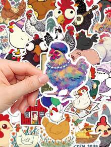 50pcs Cartoon Chicken Doodle Stickers Cartoon Animal Stickers Skateboard Phone Case Luggage Stickers - A - View 10