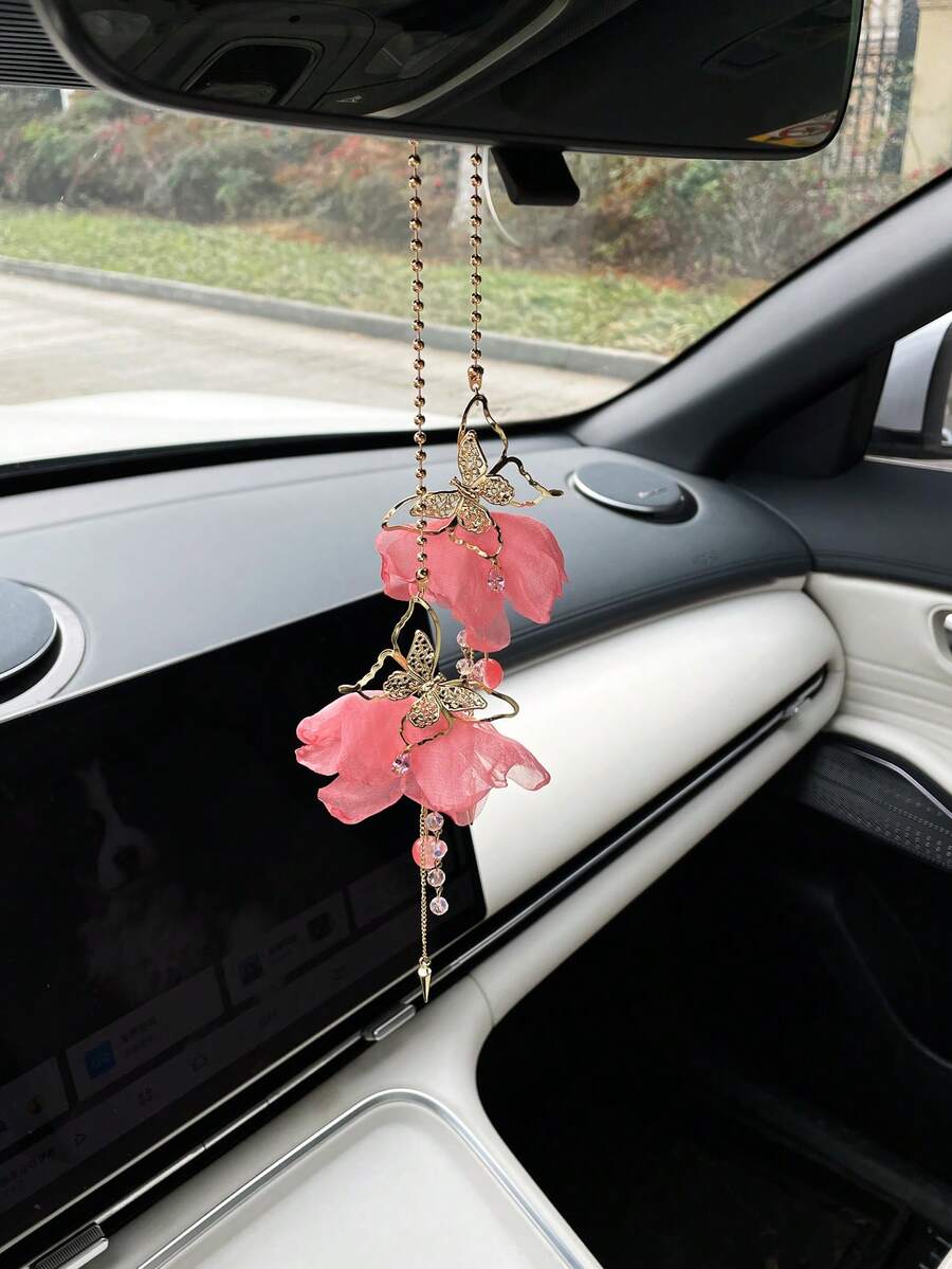 1pc Butterfly Car Hanging Ornament, Rearview Mirror Decor, Car Interior Accessory
