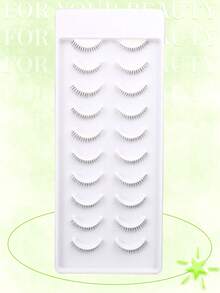 10 Pairs Natural Gradient False Eyelashes, Soft Stems Won't Irritate Eyes, Easy To Create Lively Eye Makeup - Black - View 3