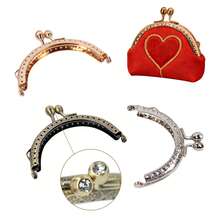 1 pieza Broche de bolso DIY de 8,5 cm de metal con marco semicircular grabado con cabeza de piedras preciosas - Bronce - Ver 4