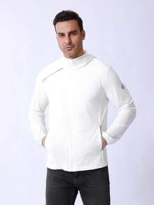 Nova Jaqueta de Verão Masculina, Jaqueta Esportiva Leve de Cor Sólida, Adequada para Ciclismo, Pesca, Camping, Praia, Uso Casual ao Ar Livre e Diário, Moletom Esportivo Masculino, Jaqueta com Capuz Branca para Excursionistas, Jaqueta Esportiva Masculina com Bolsos com Zíper - Branco - Visão 6