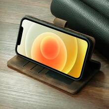 Funda de teléfono de cuero premium con ranura para tarjeta, tapa con cierre magnético, uso empresarial, 6ta generación - Marrón - Ver 9